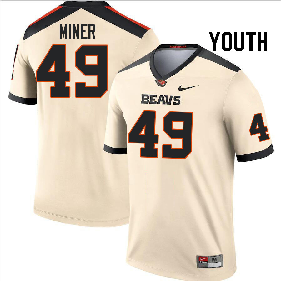 Youth #49 Frank Miner Oregon State Beavers College Football Jerseys Stitched-Cream